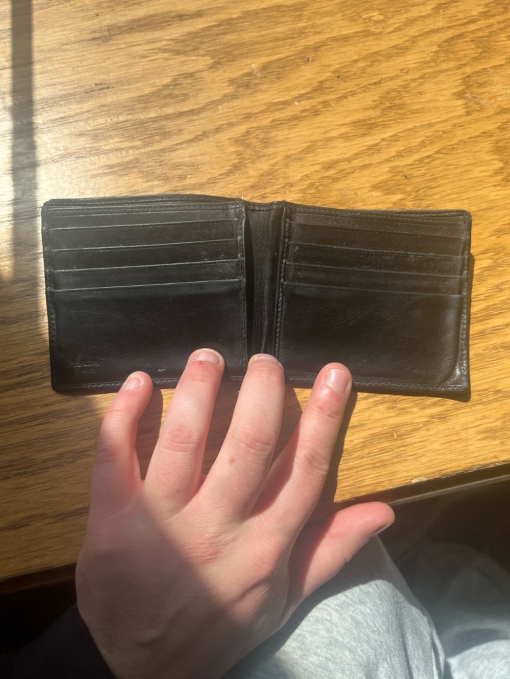 Prada Black Leather Bi-Fold Card Holder Wallet - Picture 2 of 2